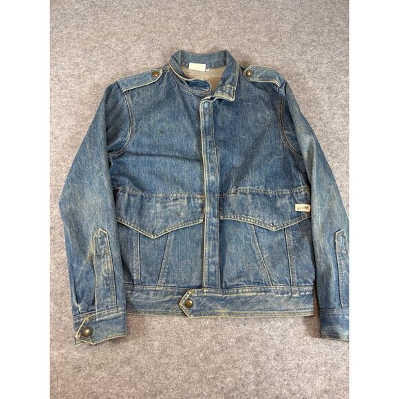 VINTAGE 80s Guess Georges Marciano Jean Jacket Mens Medium Blue Denim Streetwear - Picture 1 of 7